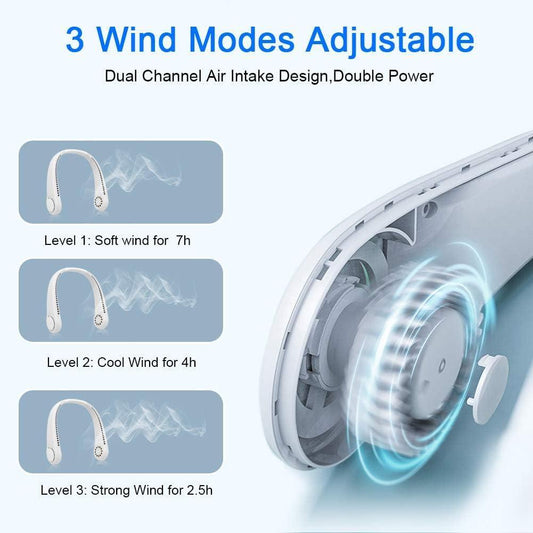 Portable Neck Air Conditioner Fan – Hands-Free Cooling with 12H Battery Life