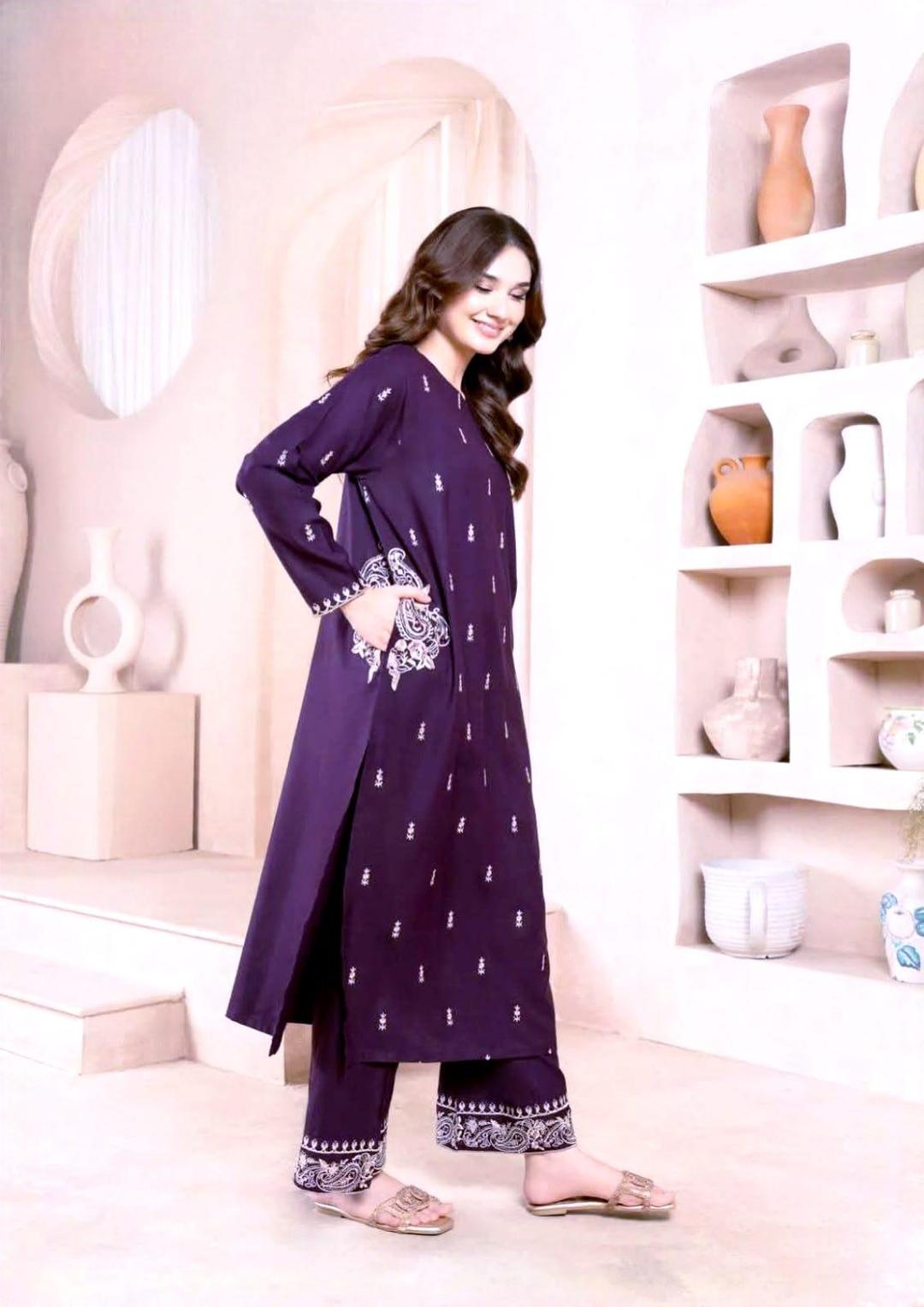 Elegant Embroidered Lawn Suit – 2 Piece Women’s Casual Wear (Shirt + Trouser)