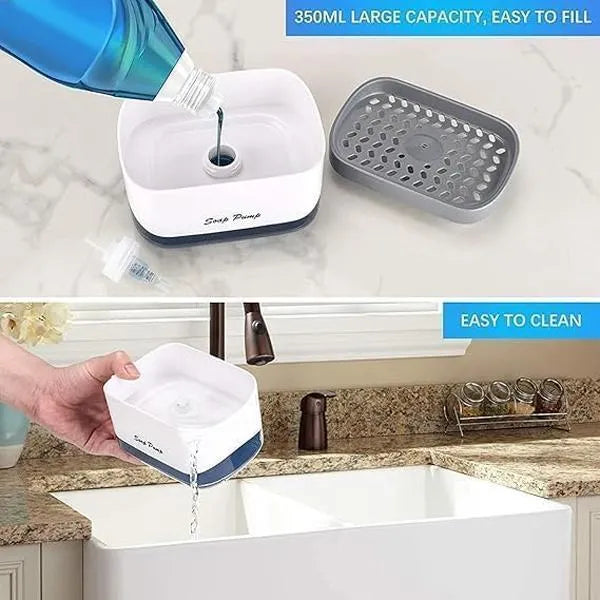 🧼 2-in-1 Soap Dispensing Sponge Holder – Mess-Free Kitchen Dishwashing Soap Pump with Sponge 🫧