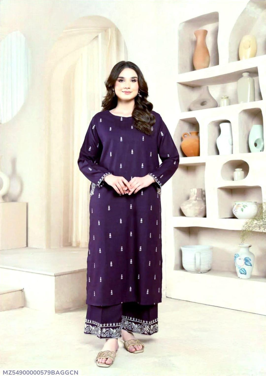 Elegant Embroidered Lawn Suit – 2 Piece Women’s Casual Wear (Shirt + Trouser)