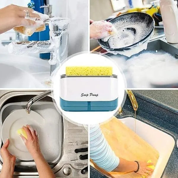 🧼 2-in-1 Soap Dispensing Sponge Holder – Mess-Free Kitchen Dishwashing Soap Pump with Sponge 🫧